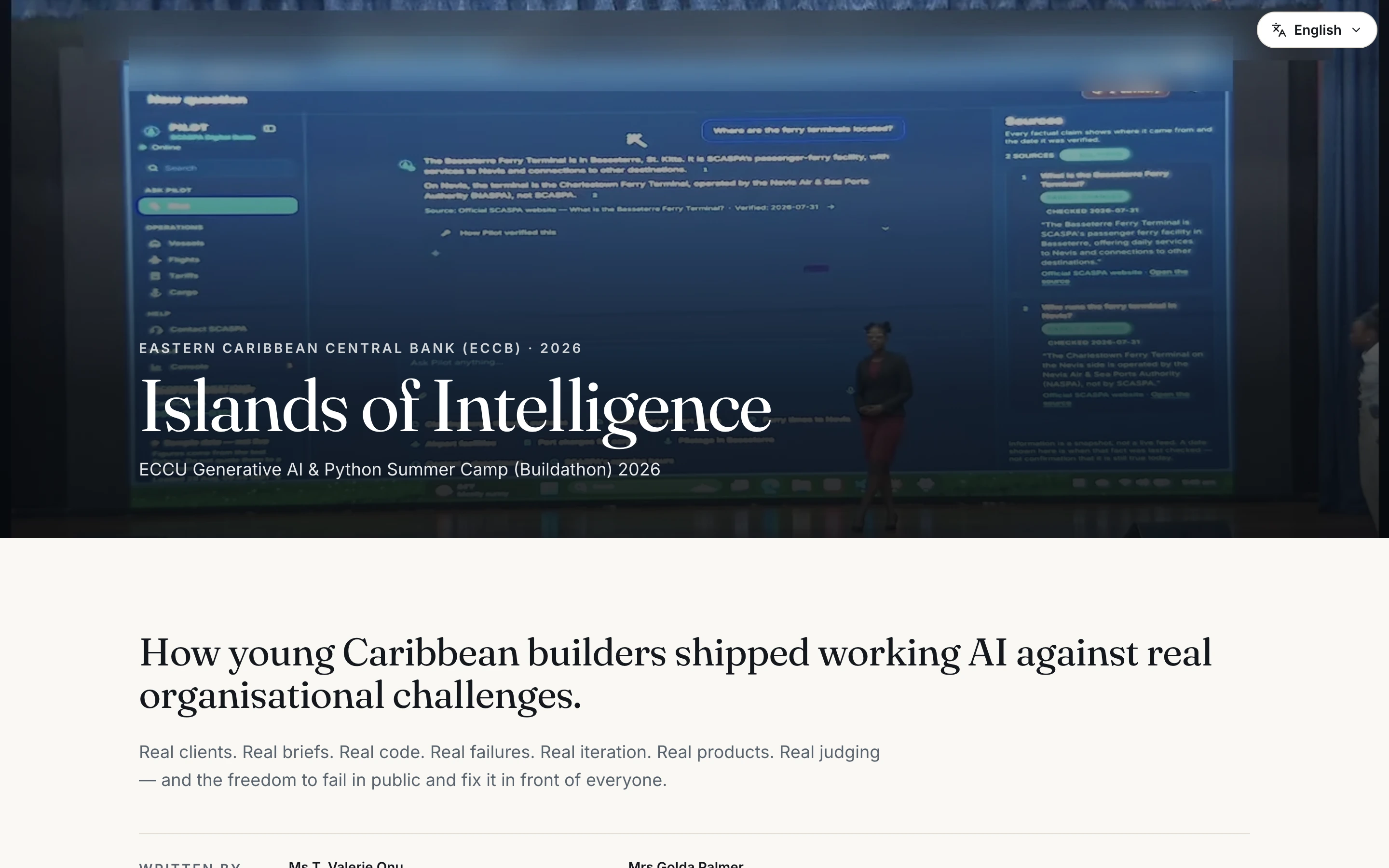 Screenshot of Islands of Intelligence: multilingual interactive e-book