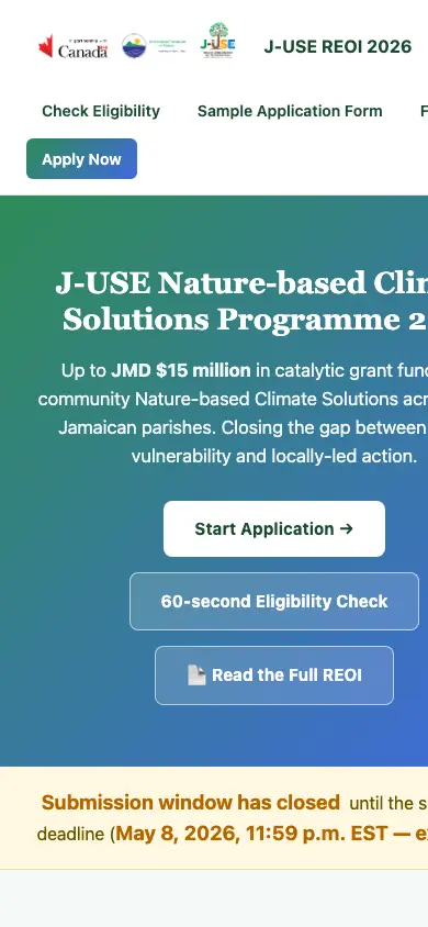 J-USE Call for Proposals Hub on mobile