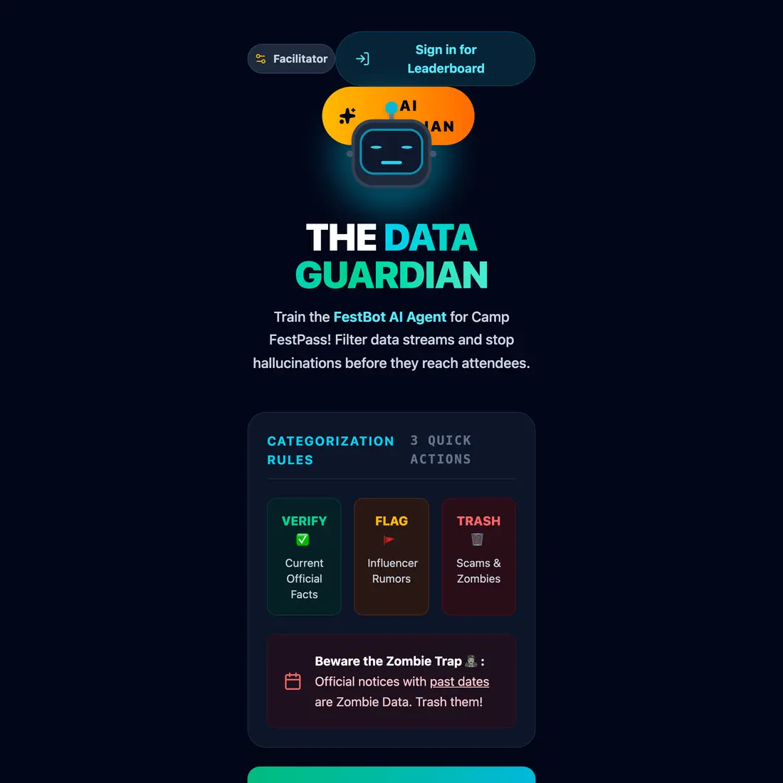 Screenshot of the Data Guardian product