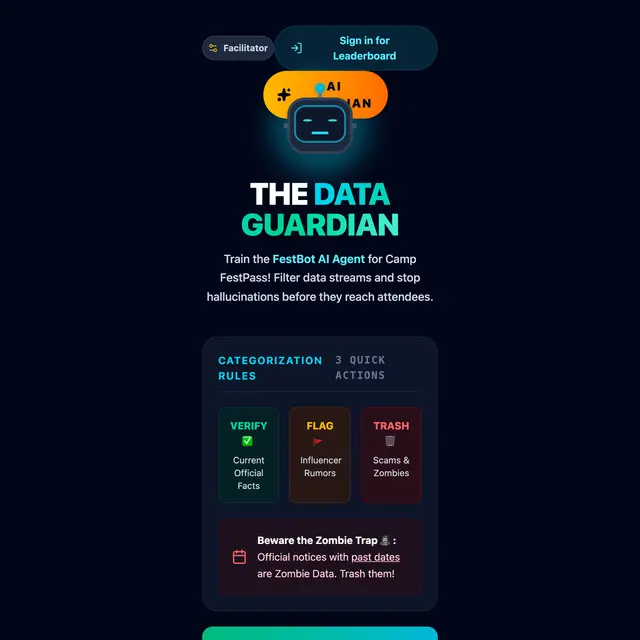 Screenshot of the Data Guardian product