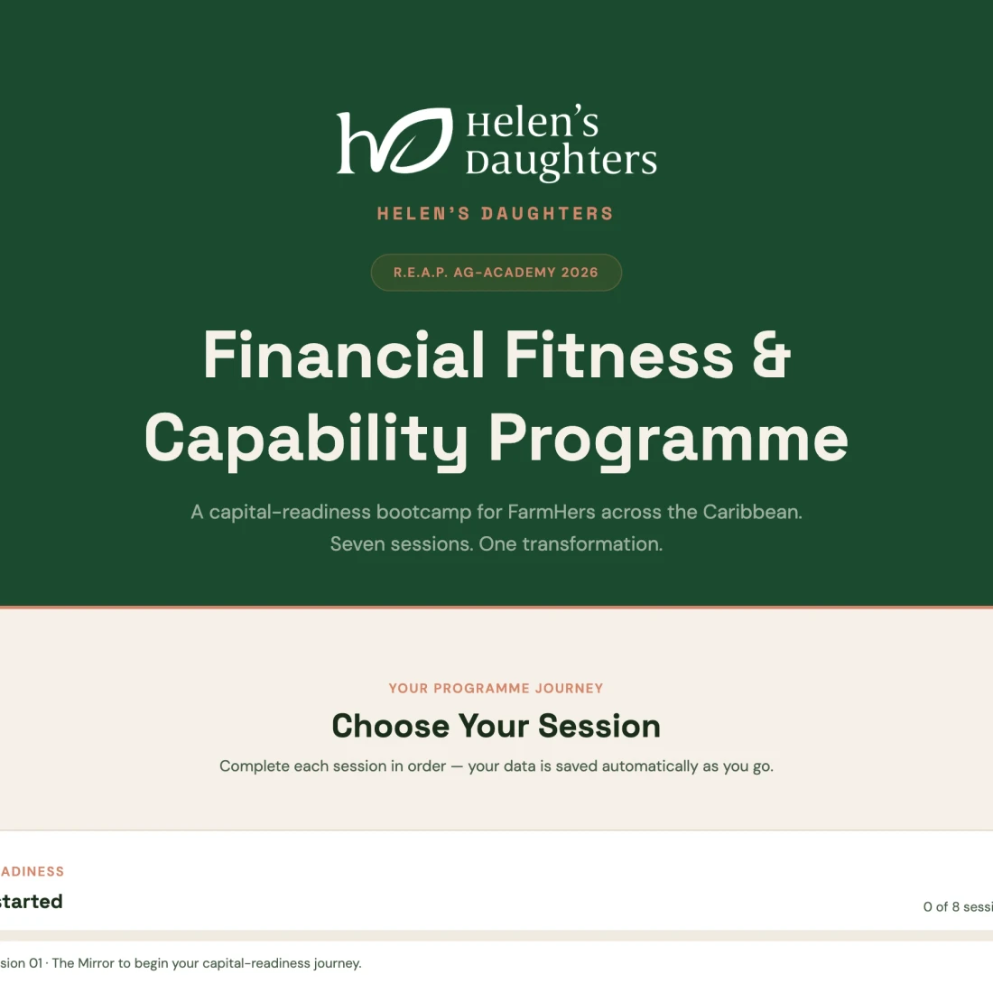 Screenshot of the HD-REAP 2026 participant workbook
