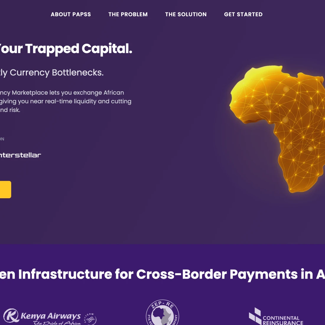 Screenshot of the PAPSS African Currency Marketplace website